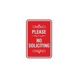 Portrait Round please no soliciting Sign with Adhesive Tape, Mounts On Any Surface, Weather Resistant