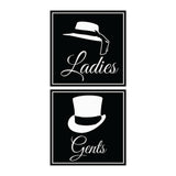 Square ladies and gents sign set with Adhesive Tape, Mounts On Any Surface, Weather Resistant