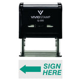 Green Sign Here Left Arrow Self-Inking Office Rubber Stamp