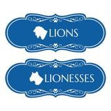 Designer Lions and Lionesses, Novelty Restroom (Set of 2) Wall or Door Signs