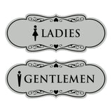 Designer Ladies and Gentlemen Figurines Restroom Signs (Set of 2) For Walls or Doors