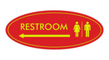 Oval Restroom Left Arrow Sign