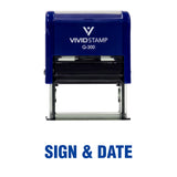 Blue Sign & Date Self Inking Rubber Stamp