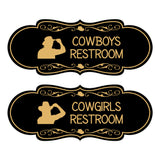 Designer Cowgirls and Cowboys Restroom Signs, (Set of 2) Wall or Door Signs