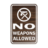 Portrait Round No Weapons Allowed Sign