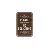 Portrait Round please no soliciting Sign with Adhesive Tape, Mounts On Any Surface, Weather Resistant