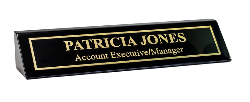 Black Piano Finish Desk Name Plate