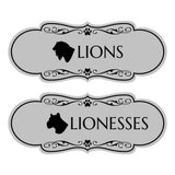 Designer Lions and Lionesses, Novelty Restroom (Set of 2) Wall or Door Signs
