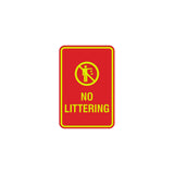 Portrait Round No Littering Sign With Adhesive Tape