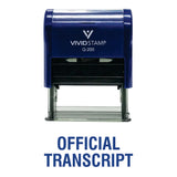 Blue Official Transcript Self Inking Rubber Stamp