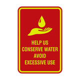 Signs ByLITA Portrait Round Help Us Conserve Water Avoid Excessive Use Sign with Adhesive Tape, Mounts On Any Surface, Weather Resistant, Indoor/Outdoor Use
