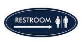 Oval Restroom Right Arrow Sign