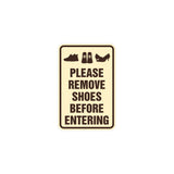 Portrait Round please remove shoes before entering Sign with Adhesive Tape, Mounts On Any Surface, Weather Resistant