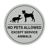 Signs ByLITA Circle No Pets Allowed Except Service Animals Sign