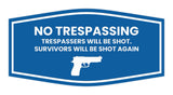 Fancy No Trespassing Trespassers Will Be Shot. Survivors Will Be Shot Again Wall or Door Sign