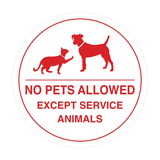Signs ByLITA Circle No Pets Allowed Except Service Animals Sign