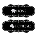 Designer Lions and Lionesses, Novelty Restroom (Set of 2) Wall or Door Signs