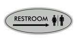 Oval Restroom Right Arrow Sign
