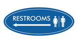 Signs ByLITA Oval Restrooms Left Arrow Sign