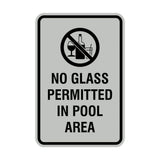 Signs ByLITA Portrait Round No Glass Permitted In Pool Area Sign with Adhesive Tape, Mounts On Any Surface, Weather Resistant, Indoor/Outdoor Use