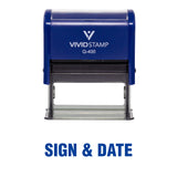 Blue Sign & Date Self Inking Rubber Stamp