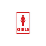 Signs ByLITA Portrait Round Girls (female bathroom icon) Sign with Adhesive Tape, Mounts On Any Surface, Weather Resistant, Indoor/Outdoor Use