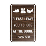 Portrait Round Please leave your shoes at the door thank you Sign with Adhesive Tape, Mounts On Any Surface, Weather Resistant