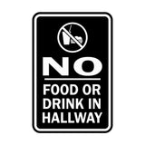 Portrait Round No Food Or Drink In Hallway Sign