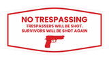 Fancy No Trespassing Trespassers Will Be Shot. Survivors Will Be Shot Again Wall or Door Sign