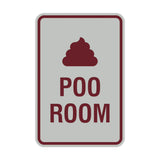 Portrait Round Poo Room Sign with Adhesive Tape, Mounts On Any Surface, Weather Resistant