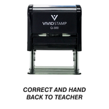 CORRECT AND HAND BACK TO TEACHER Self Inking Rubber Stamp
