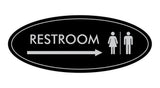 Oval Restroom Right Arrow Sign