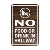 Portrait Round No Food Or Drink In Hallway Sign
