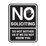 Portrait Round No Soliciting Do Not Bother Us If We Do Not Know You Wall or Door Sign