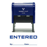 Blue Entered By Date Self Inking Rubber Stamp