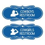 Designer Cowgirls and Cowboys Restroom Signs, (Set of 2) Wall or Door Signs