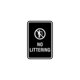 Portrait Round No Littering Sign With Adhesive Tape