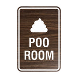 Portrait Round Poo Room Sign with Adhesive Tape, Mounts On Any Surface, Weather Resistant