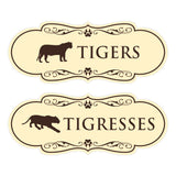 Designer Tigers and Tigresses, Novelty Restroom Signs, Set of 2 (Black) - Small