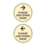 Signs ByLITA Circle Please Use Other Door Sign Set with Adhesive Tape, Mounts On Any Surface, Weather Resistant, Indoor/Outdoor Use