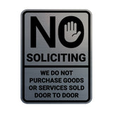 Portrait Round No Soliciting We Do Not Purchase Goods or Services Sold Door to Door Wall or Door Sign
