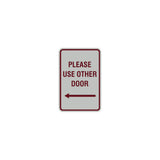 Portrait Round please use other door left arrow Sign with Adhesive Tape, Mounts On Any Surface, Weather Resistant