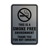 Signs ByLITA Portrait Round This is a Smoke Free Environment Thank you for not smoking Sign
