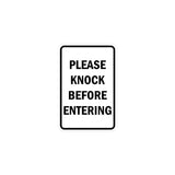 Portrait Round please knock before entering Sign with Adhesive Tape, Mounts On Any Surface, Weather Resistant