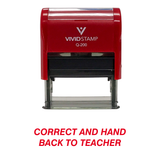 CORRECT AND HAND BACK TO TEACHER Self Inking Rubber Stamp