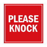 Square Please Knock Sign with Adhesive Tape, Mounts On Any Surface, Weather Resistant