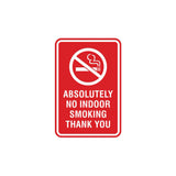 Portrait Round Absolutely No Indoor Smoking Thank You Sign
