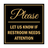 Signs ByLITA Square Please Let Us Know If Restroom Needs Attention Sign