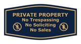 Fancy Private Property No Trespassing No Soliciting No Sales Wall or Door Sign