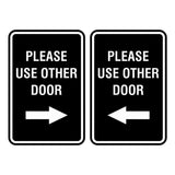 Portrait Round Please Use Other Door Sign Set with Adhesive Tape, Mounts On Any Surface, Weather Resistant